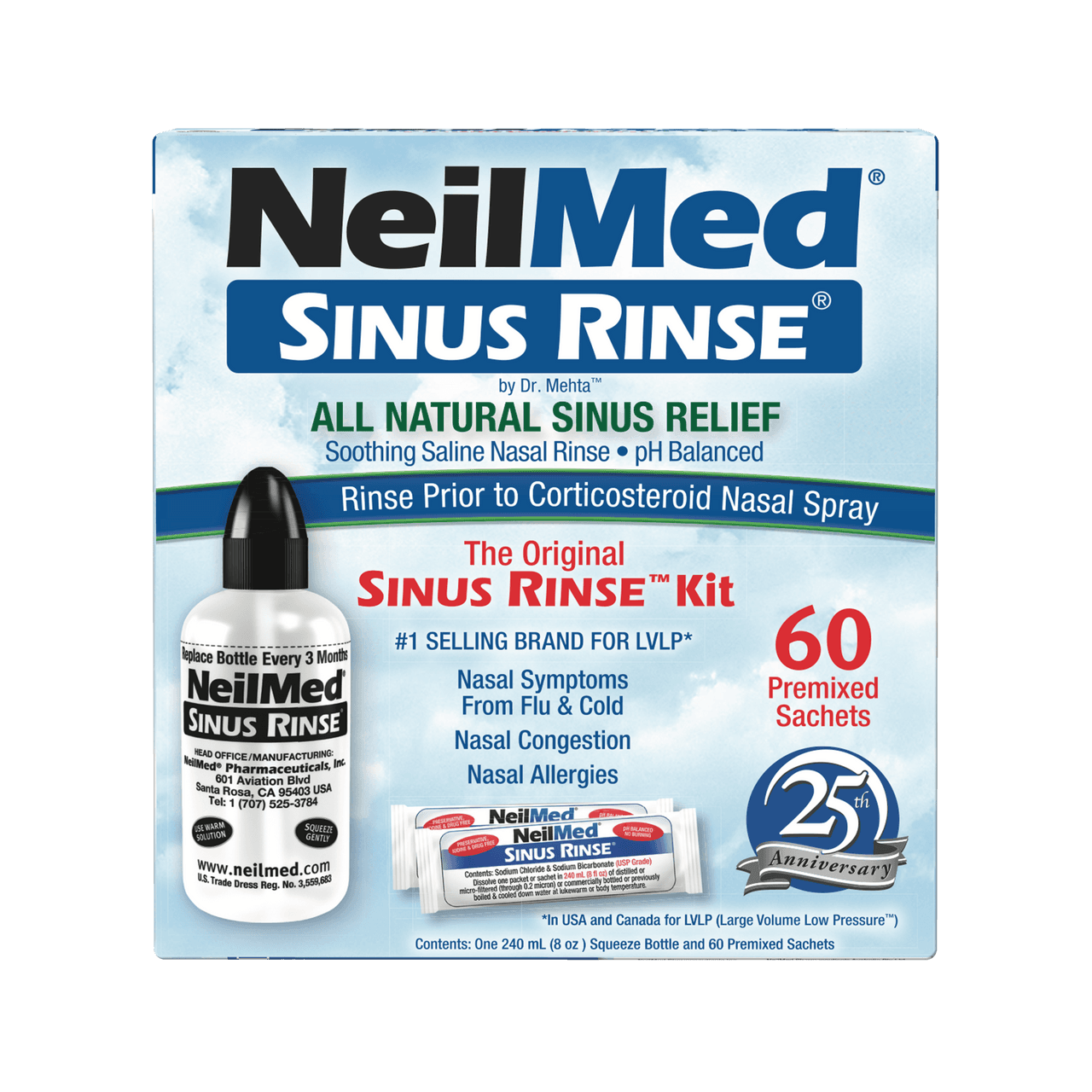 Neilmed Sinus Rinse Complete Kit Premixed Sachets 60 ct Image 1
