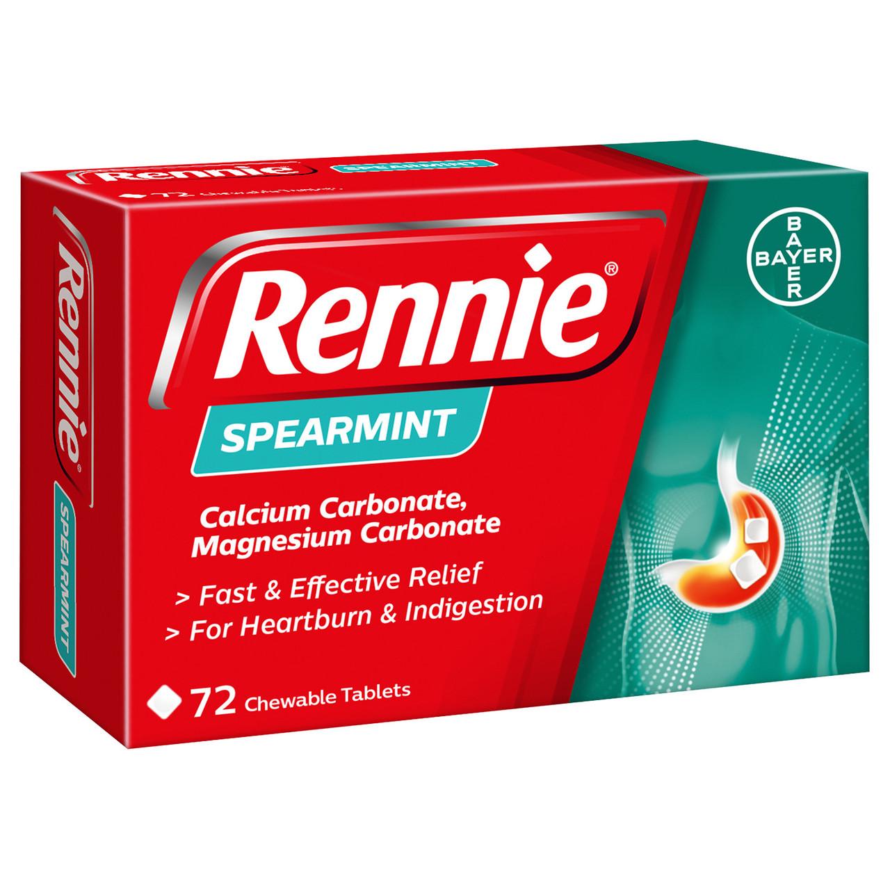 Rennie Spearmint Heartburn & Indigestion Relief 72 Tablets Image https://cdn11.bigcommerce.com/s-g585yu857h/images/stencil/1280w/products/2792/4814/Rennie-Spearmint-Heartburn-%26-Indigestion-Relief__66200__62310.1781189631.jpg1