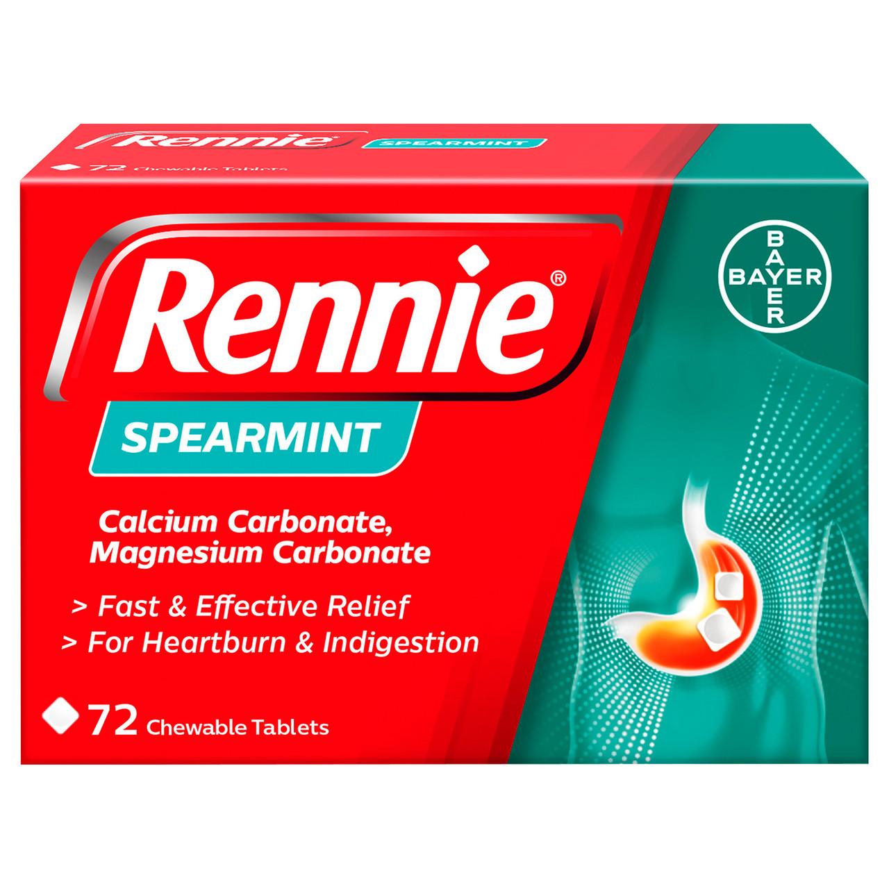 Rennie Spearmint Heartburn & Indigestion Relief 72 Tablets Image 1