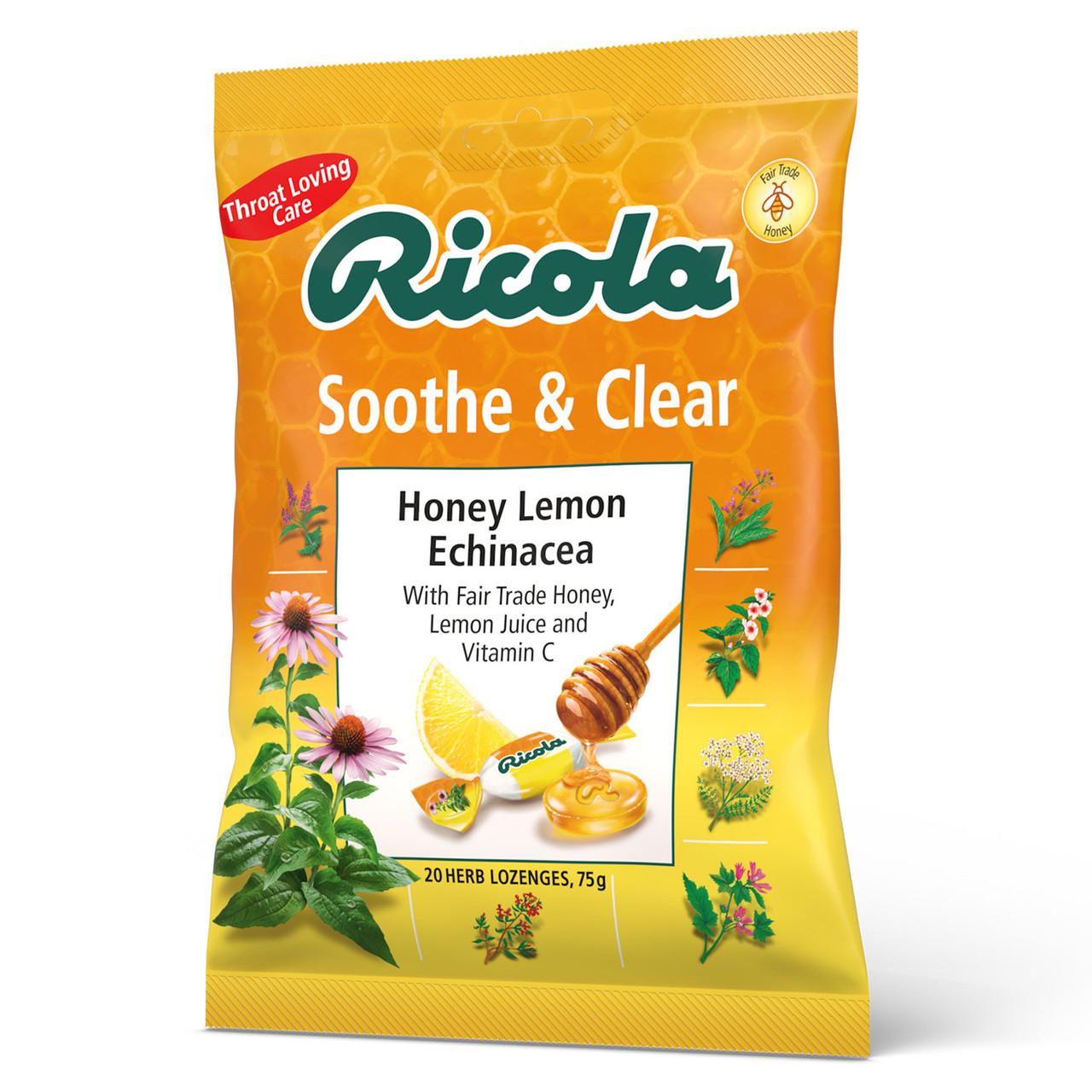 Ricola Soothe & Clear Honey Lemon and Echinacea Cough Drops 20 Lozenges Image https://cdn11.bigcommerce.com/s-g585yu857h/images/stencil/1280w/products/2878/5003/Ricola-Soothe-%26-Clear-Honey-Lemon-and-Echinac__94547__77360.1740667898.jpg1