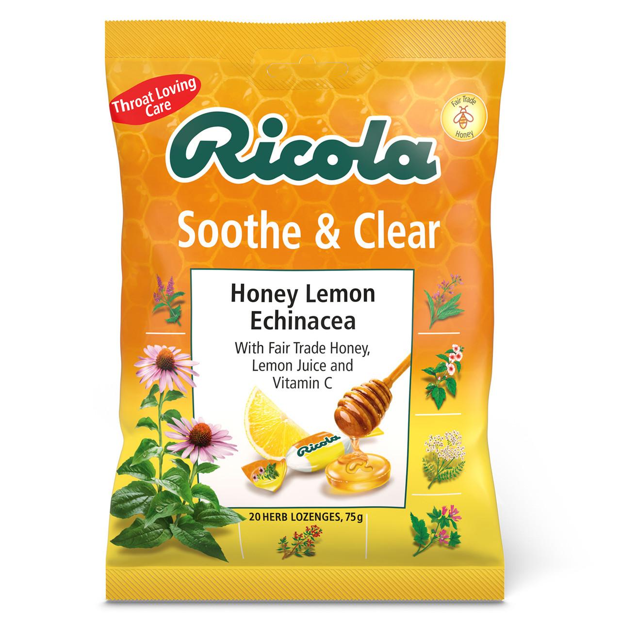 Ricola Soothe & Clear Honey Lemon and Echinacea Cough Drops 20 Lozenges Image 1