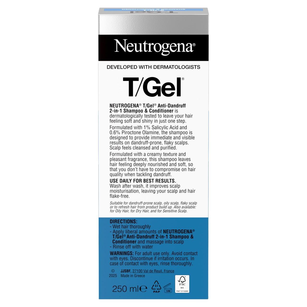 Neutrogena T/Gel 2 in 1 Anti-Dandruff Shampoo & Conditioner 250ml Image https://cdn11.bigcommerce.com/s-g585yu857h/images/stencil/1280w/products/2884/29285/03574661450773_T20__17219.1775828826.jpg1