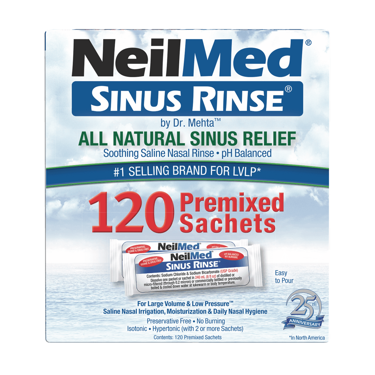NeilMed Sinus Rinse Premixed Refill Sachets 120ct Image 1