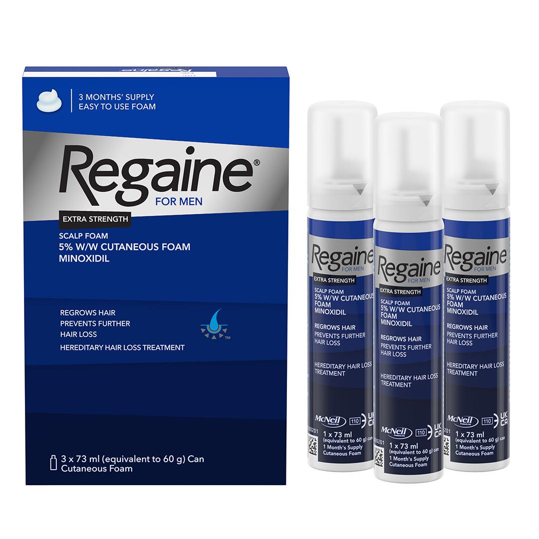 Regaine 5% Extra Strength Hair Regrowth Foam For Men - 3 Month Supply 3x73ml Bottle Image 1