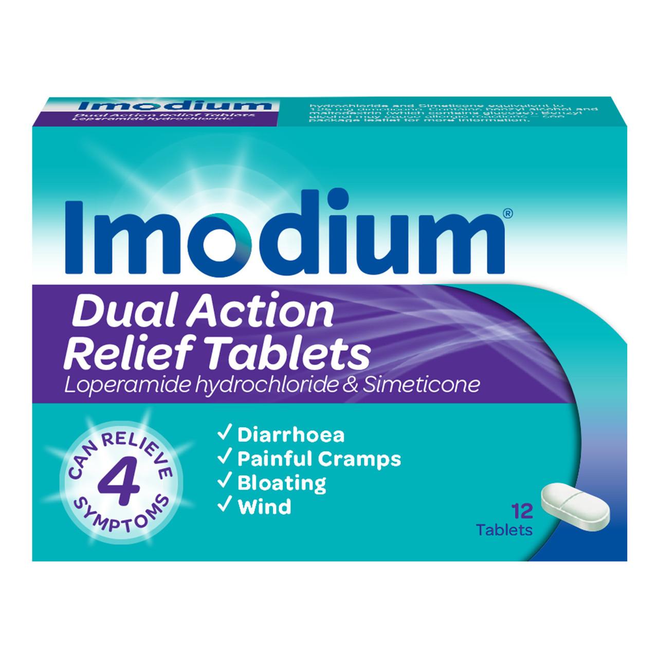 Imodium Dual Action Relief 12 Tablets Image 1