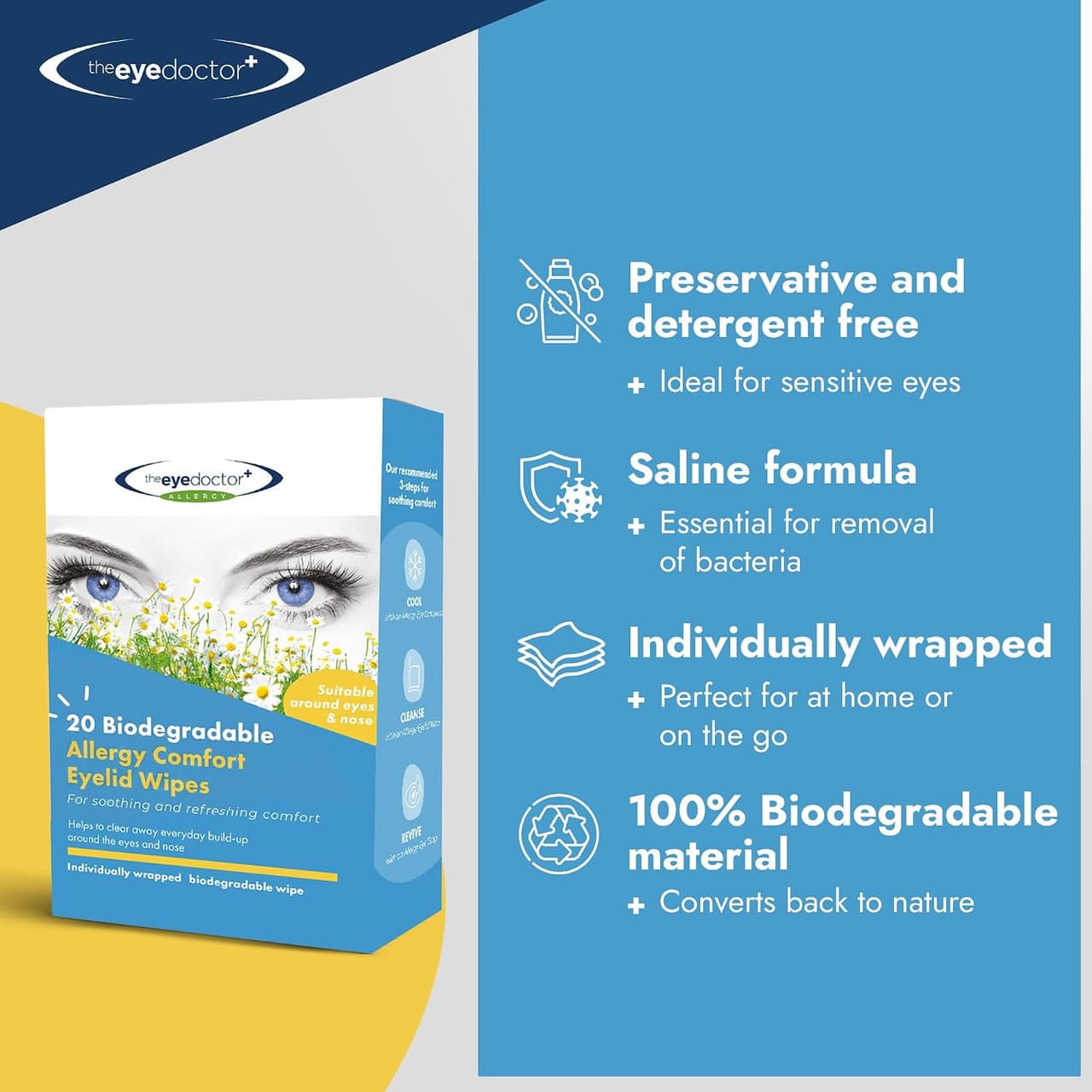 The Eye Doctor Biodegradable Hayfever Relief Eyelid Wipes 20 Pack Image https://cdn11.bigcommerce.com/s-g585yu857h/images/stencil/1280w/products/2930/41911/71RBME2ALgL._AC_SL1500___66228.1792740536.jpg1