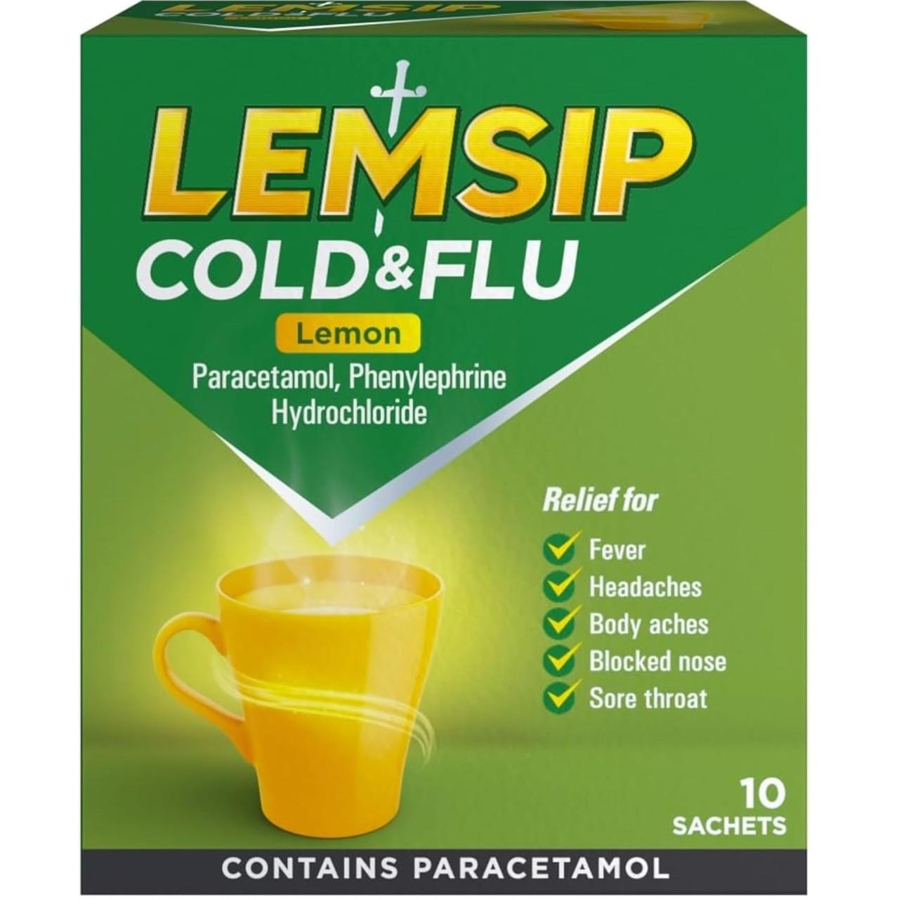 Lemsip Cold & Flu Lemon Sachets 10 Sachets Image 1