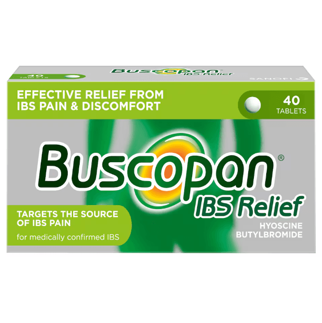 Buscopan IBS Relief Tablets for Stomach Pain Cramps Discomfort 40 Tablets Image 1