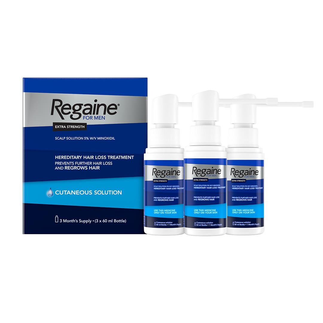 Regaine Extra Strength Hair Loss Solution For Men 3 Months 3 x 60ml Bottles Image 1