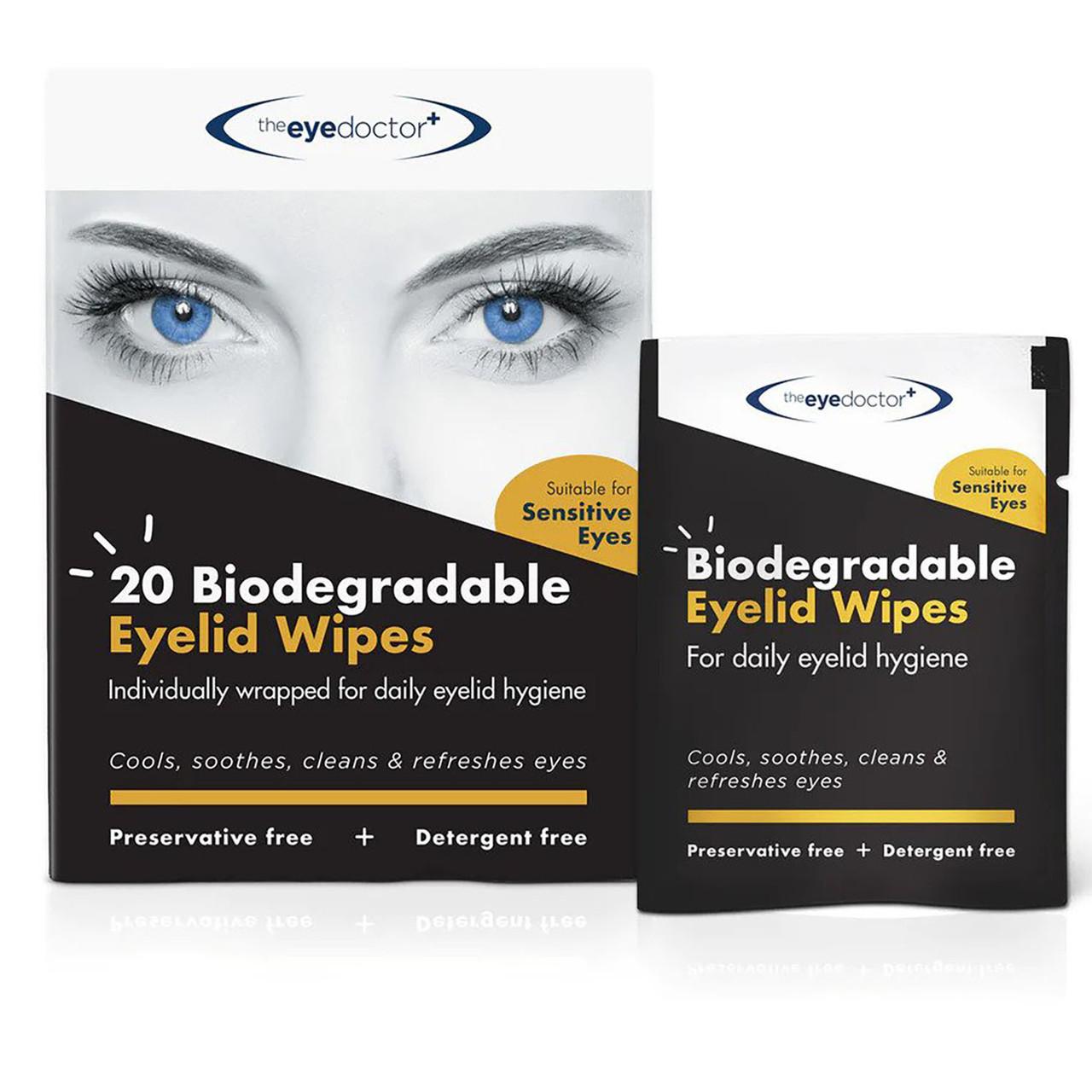The Eye Doctor Biodegradable Eyelid Wipes 20 Pack Image https://cdn11.bigcommerce.com/s-g585yu857h/images/stencil/1280w/products/2949/5150/The-Eye-Doctor-Biodegradable-Eyelid-Wipes__66493__30303.1781535972.jpg1