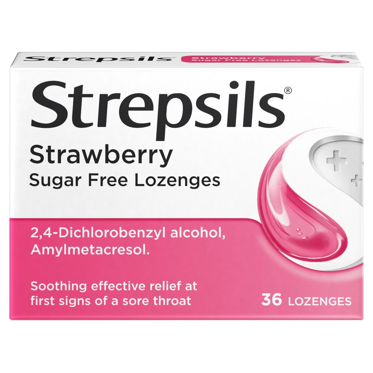 Strepsils Strawberry Sugar Free Lozenges 36 Image 1