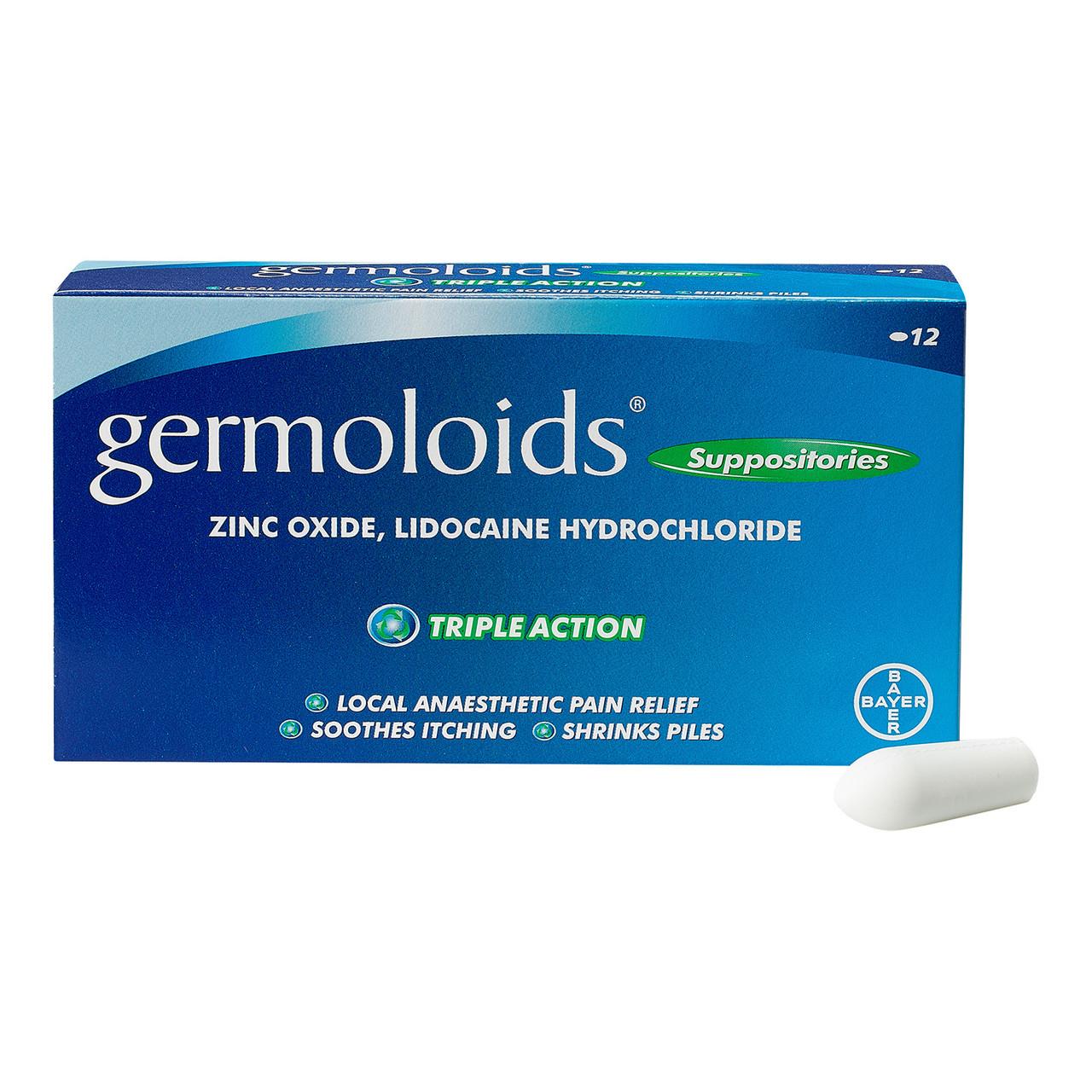 Germoloids Suppositories 12 Pack Image https://cdn11.bigcommerce.com/s-g585yu857h/images/stencil/1280w/products/2966/5186/Germoloids-Suppositories__82184__20542.1740667910.jpg1
