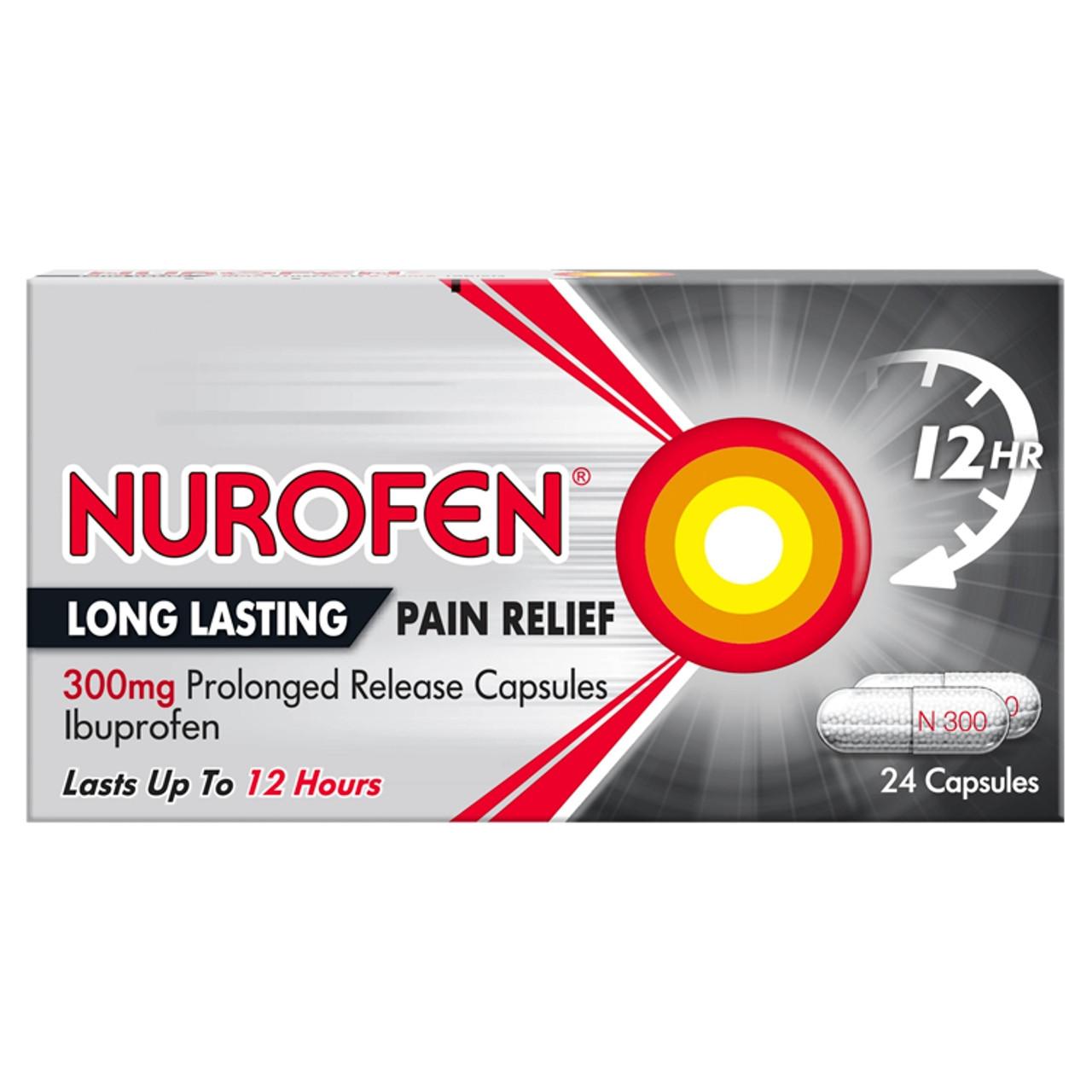 Nurofen Long Lasting Pain Relief 300mg Prolonged Release 24 Capsules Image 1