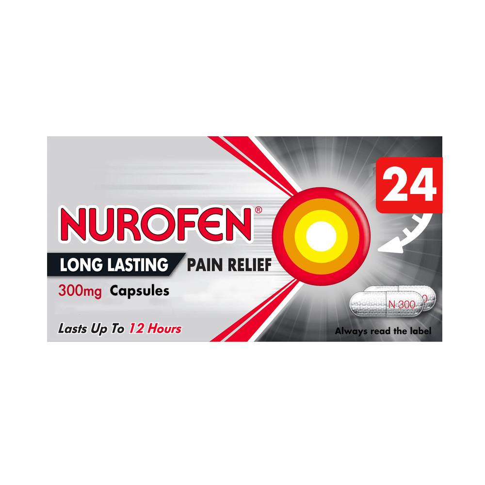 Nurofen Long Lasting Pain Relief 300mg Prolonged Release 24 Capsules Image 1