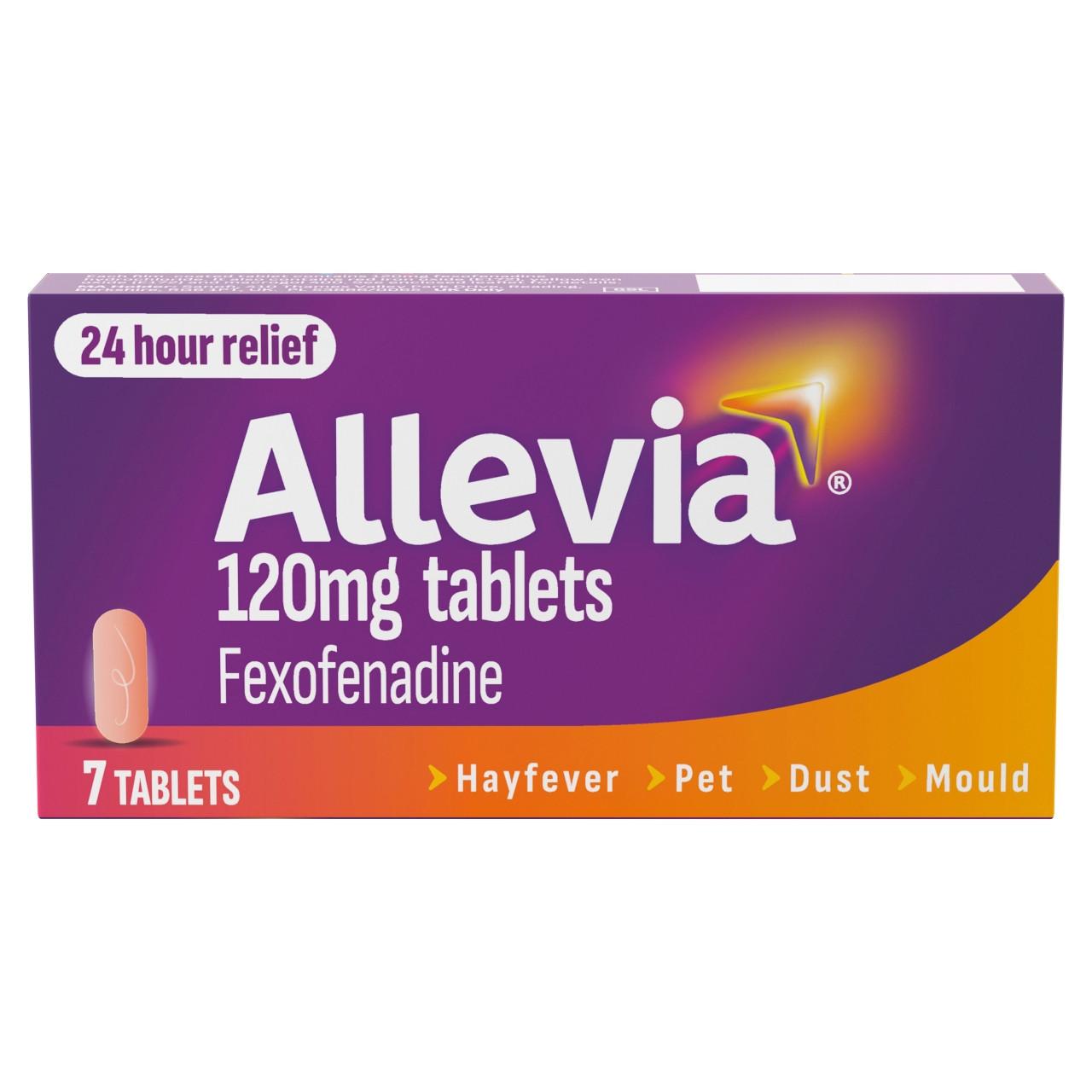 Allevia Fexofenadine 120mg Antihistamine Hayfever 7 Tablets Image 1
