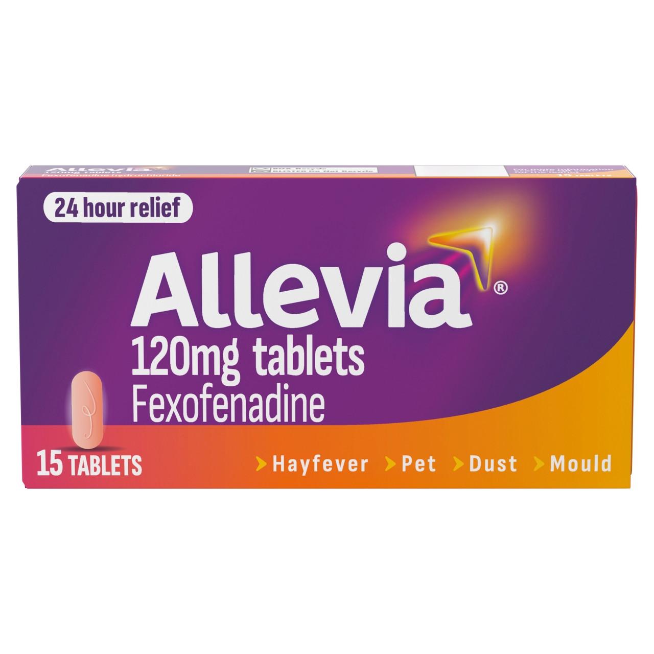 Allevia Fexofenadine 120mg Antihistamine Hayfever 15 Tablets Image 1