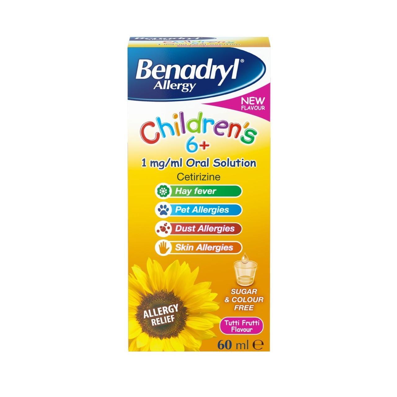 Benadryl Allergy Children's 6+ 1mg/ml Oral Solution 60ml Image 1