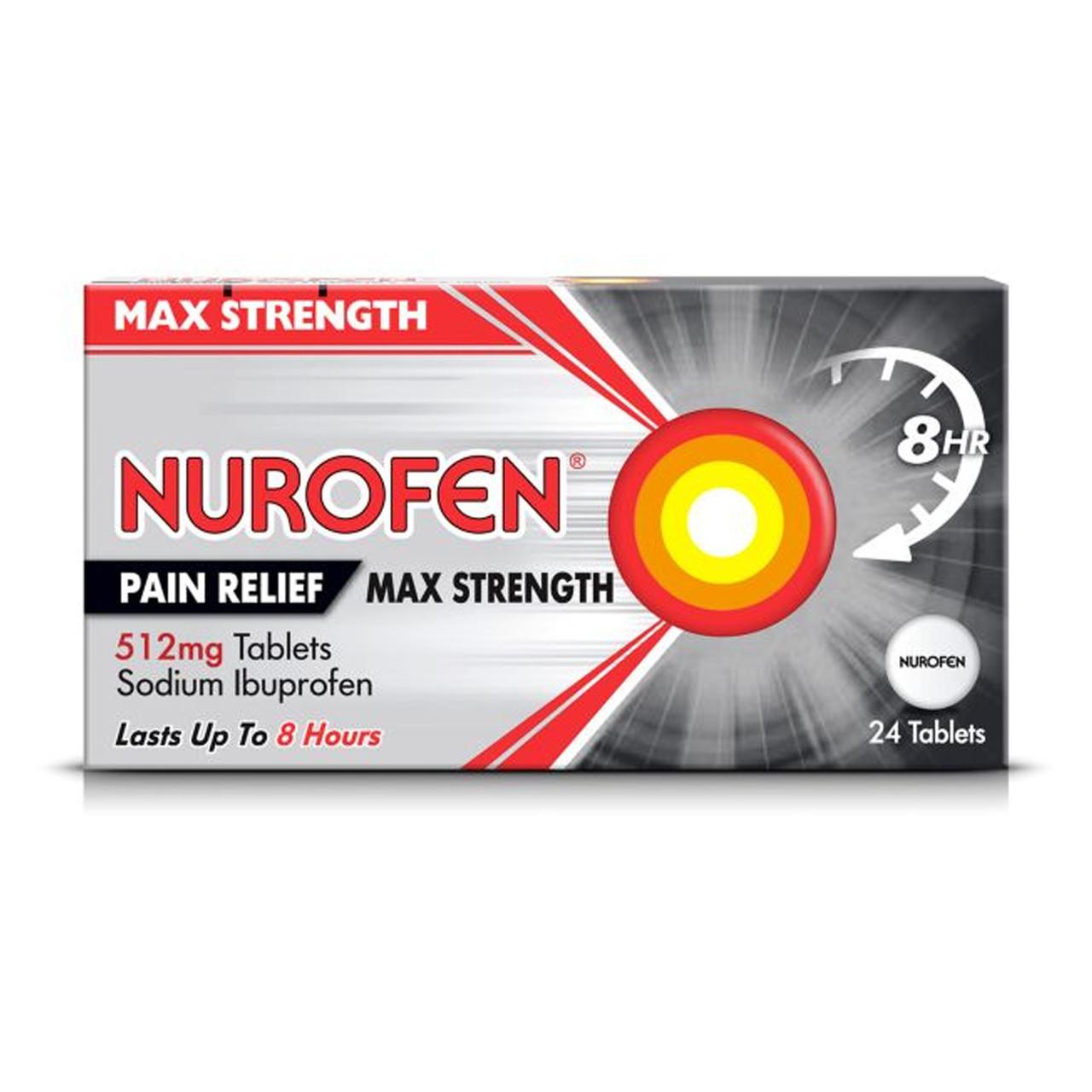 Nurofen Max Strength Pain Relief 512mg 24 Tablets Image 1
