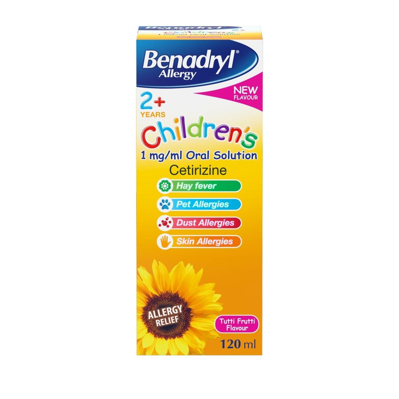 Benadryl Allergy Children's 2 Years Plus 1mg/ml Oral Solution 120ml Image 1