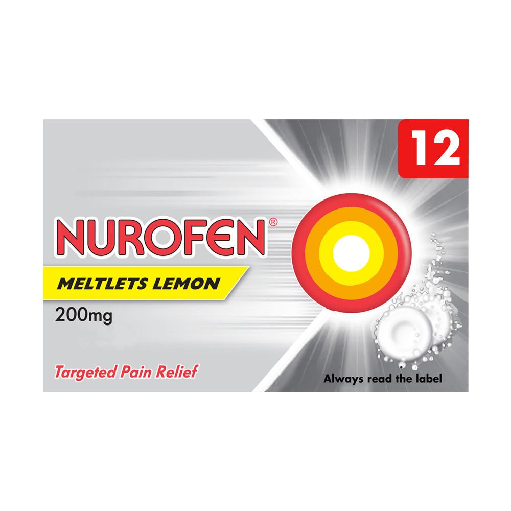 Nurofen Ibuprofen 200mg Meltlets Lemon 12 Tablets Image 1