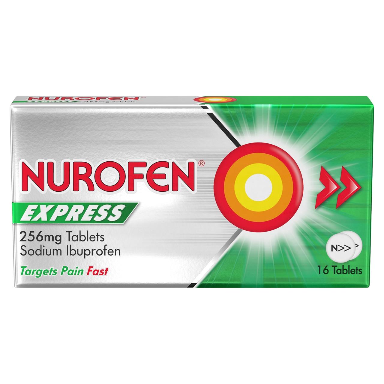 Nurofen Express Ibuprofen 256mg 16 Tablets Image 1
