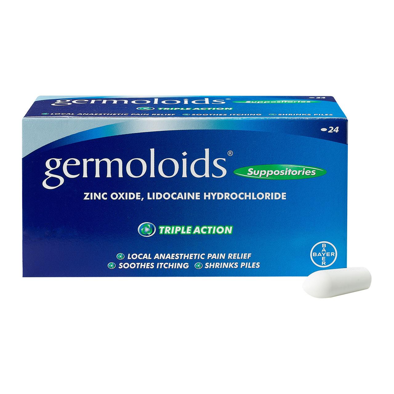 Germoloids Triple Action Haemorrhoids & Piles Suppositories 24 Pack Image https://cdn11.bigcommerce.com/s-g585yu857h/images/stencil/1280w/products/3108/5430/Germoloids-Triple-Action-Haemorrhoids-%26-Piles__05781__94873.1740667928.jpg1