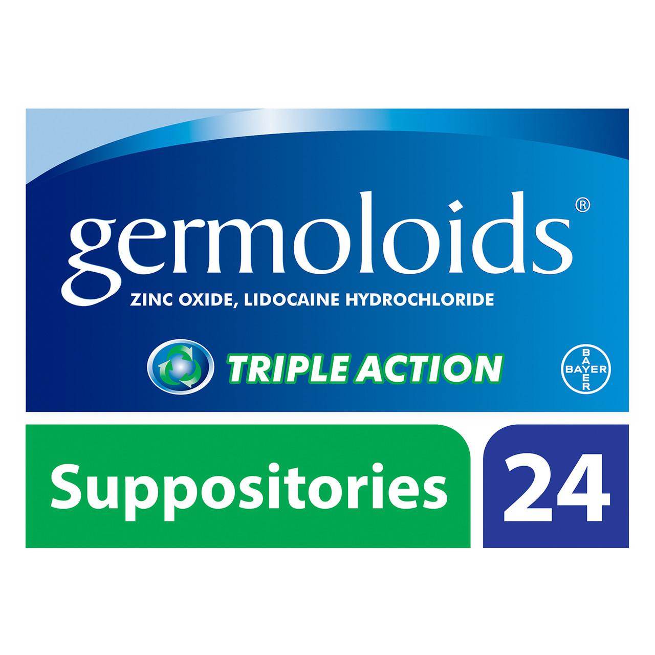 Germoloids Triple Action Haemorrhoids & Piles Suppositories 24 Pack Image https://cdn11.bigcommerce.com/s-g585yu857h/images/stencil/1280w/products/3108/5431/Germoloids-Triple-Action-Haemorrhoids-%26-Piles__93529__47632.1781535898.jpg1