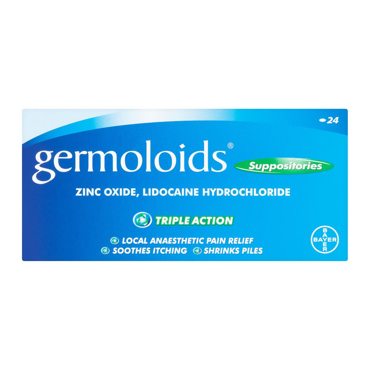 Germoloids Triple Action Haemorrhoids & Piles Suppositories 24 Pack Image 1