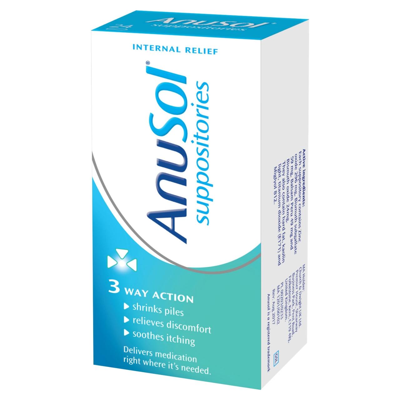 Anusol Suppositories for Hemorrhoids and Piles Treatment 24 Pack Image 1