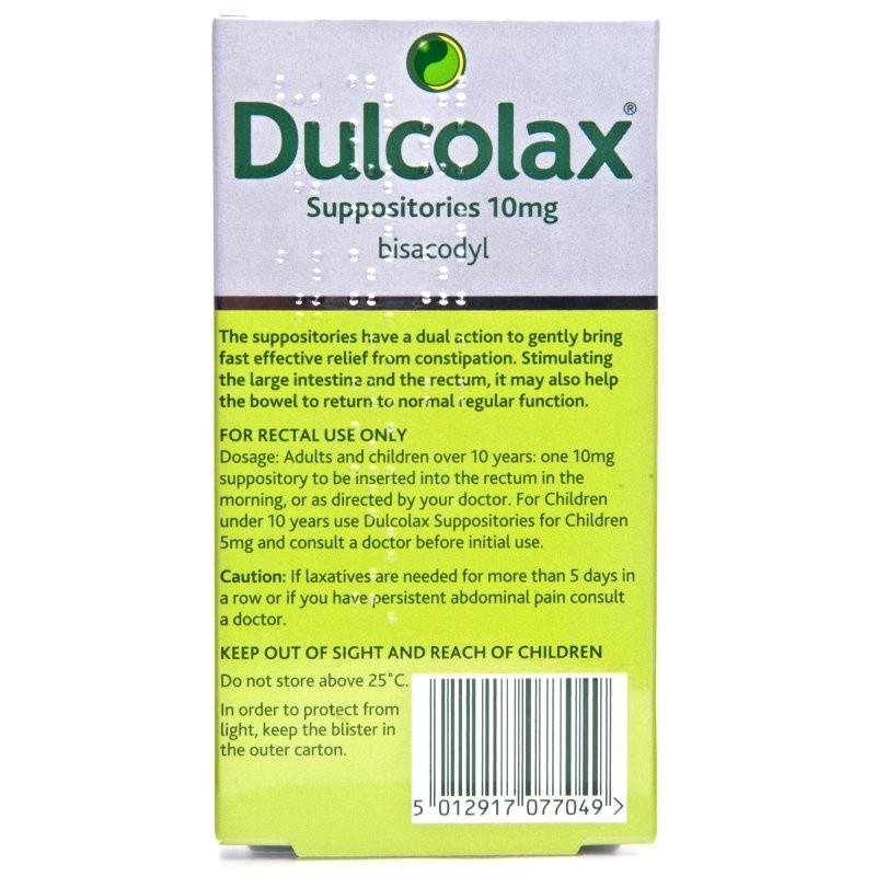 Dulcolax Suppositories 10mg (12 Years Plus) 12 Suppositories Image https://cdn11.bigcommerce.com/s-g585yu857h/images/stencil/1280w/products/3140/5489/Dulcolax-Suppositories-10mg-1065-700__40022__23337.1740667928.jpg1