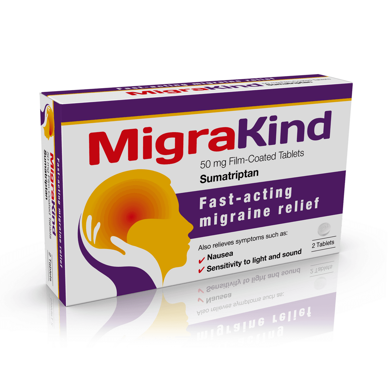 MigraKind (Sumatriptan 50mg) 2 Tablets Image 1