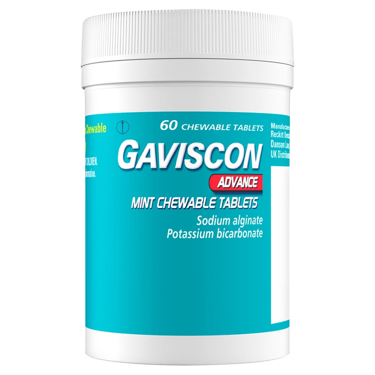 Gaviscon Advance Chewable Tablets Peppermint Flavour 60 Tablets Image 1