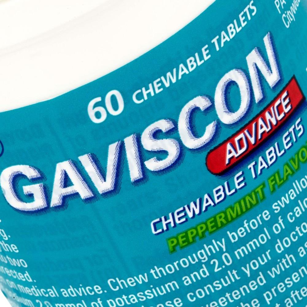 Gaviscon Advance Chewable Tablets Peppermint Flavour 60 Tablets Image https://cdn11.bigcommerce.com/s-g585yu857h/images/stencil/1280w/products/3174/5535/Gaviscon-Advance-Mint---180-Chewable-Tablets__24465__37966.1745917028.jpg1