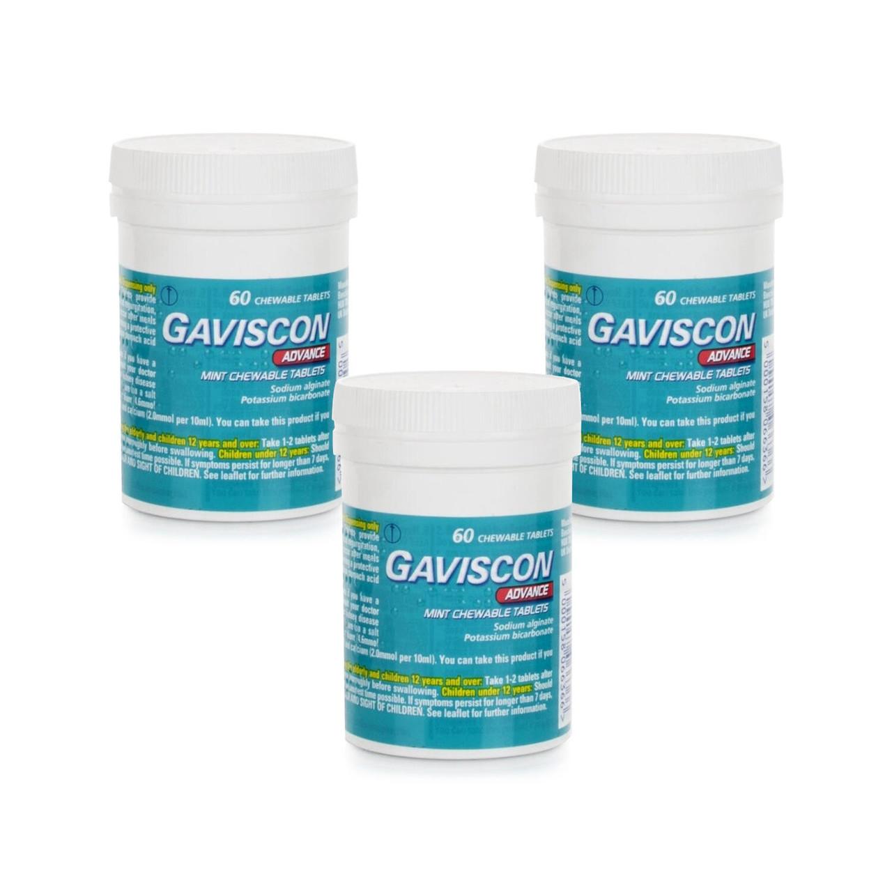Gaviscon Advance Chewable Tablets Peppermint Flavour 60 Tablets Image https://cdn11.bigcommerce.com/s-g585yu857h/images/stencil/1280w/products/3174/5537/gaviscon-advance-chewable-tablets-peppermint-flavour-multipack-3x60__76117__47320.1745917028.jpg1
