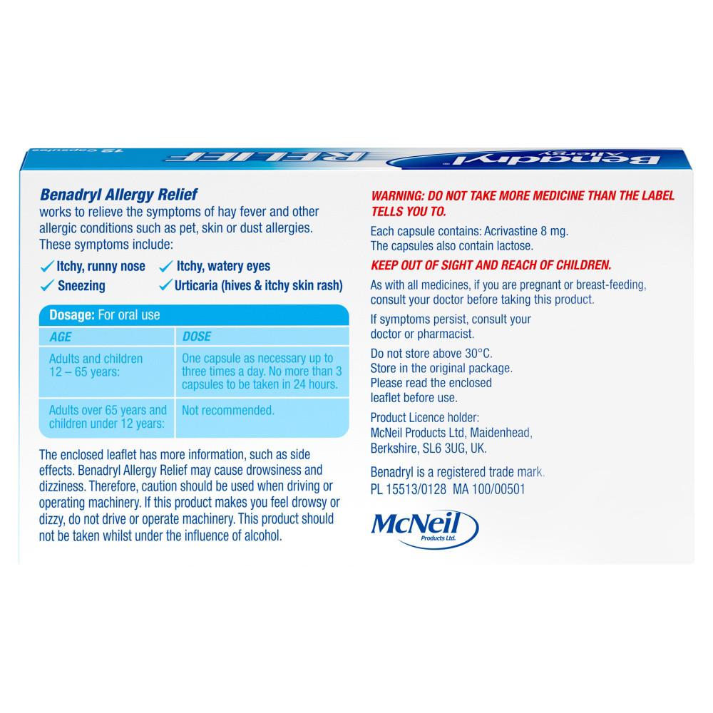 Benadryl Allergy Relief 12 Capsules Image https://cdn11.bigcommerce.com/s-g585yu857h/images/stencil/1280w/products/3290/5757/Benadryl-Allergy-Relief-Capsules__76270__68663.1781535913.jpg1