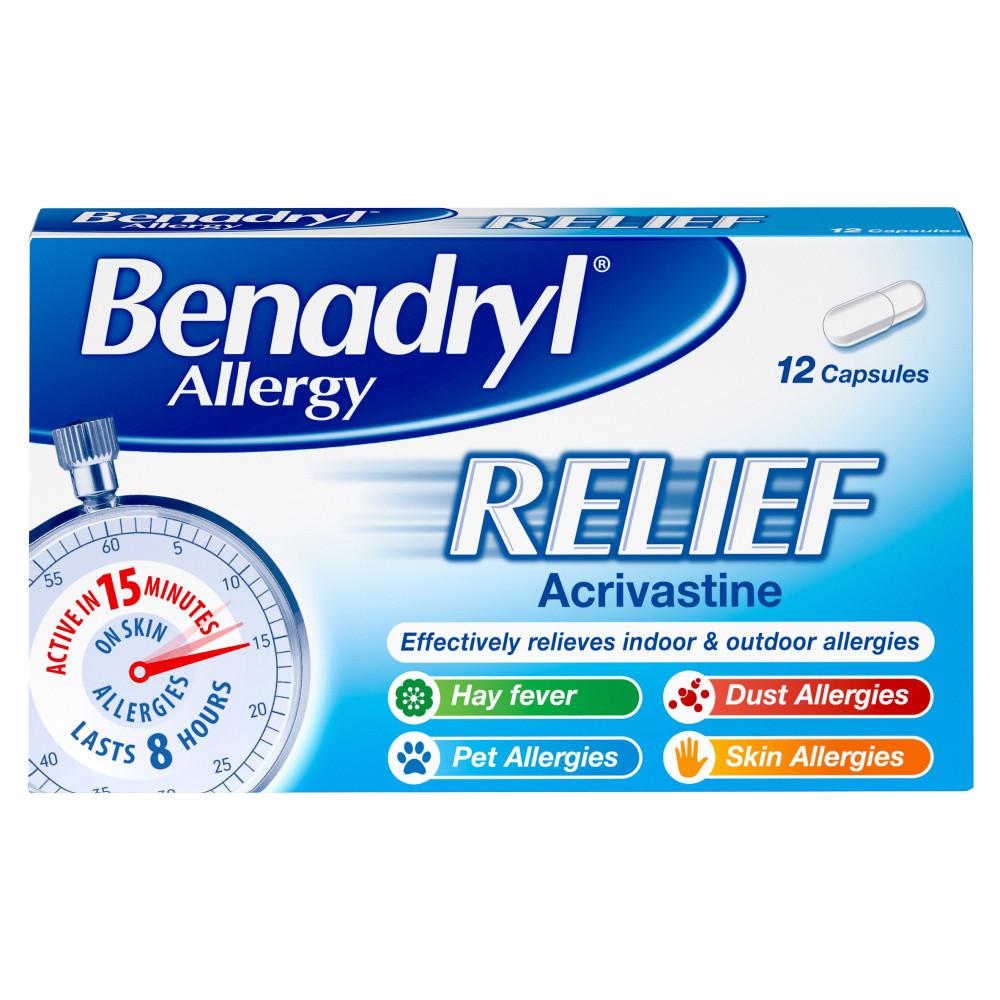 Benadryl Allergy Relief 12 Capsules Image 1