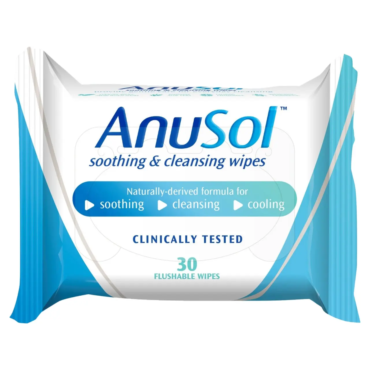 Anusol Soothing & Cleansing Flushable Wipes for Hemorrhoids and Piles Treatment 30 Pack Image 1