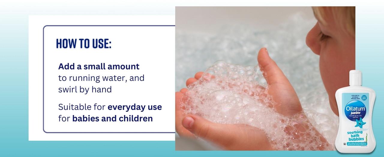 Oilatum Daily Soothe & Protect Junior Bath Foam 300ml Image https://cdn11.bigcommerce.com/s-g585yu857h/images/stencil/1280w/products/3322/19444/1._OILATUM_SOOTHING_BATH_BUBBLES_IMAGE_KID_IN_BATH__54938.1759156950.jpg1