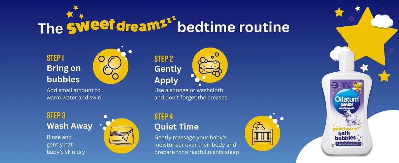 Oilatum Daily Soothe & Protect Junior Bath Foam 300ml Image https://cdn11.bigcommerce.com/s-g585yu857h/images/stencil/1280w/products/3322/19446/3._OILATUM_SWEET_DREAMS_BUBBLES_BEDTIME_ROUTINE_IMAGE__23578.1759156950.jpg1