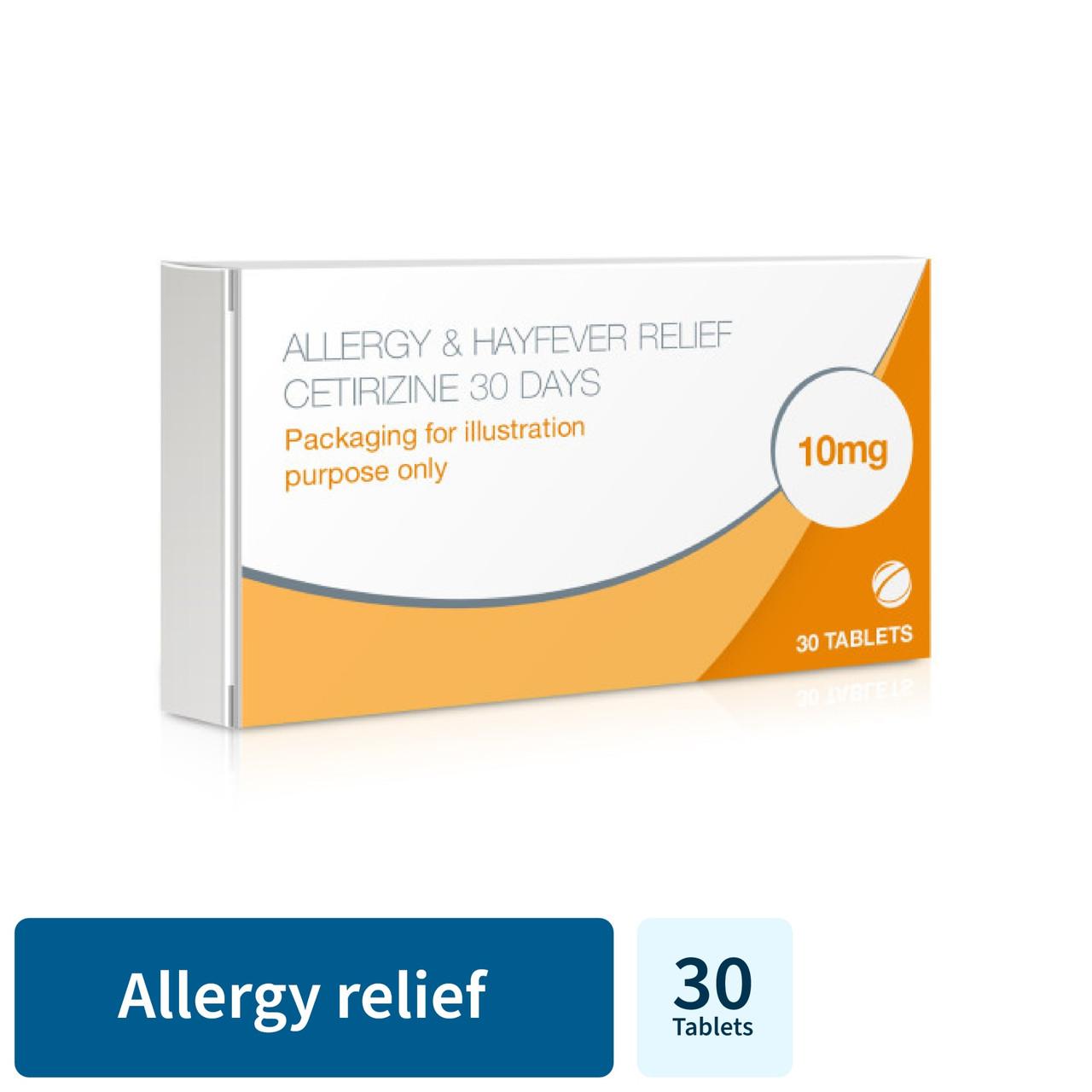 Allergy & Hayfever Relief Cetirizine 30 Tablets Image https://cdn11.bigcommerce.com/s-g585yu857h/images/stencil/1280w/products/3353/5896/Allergy-%26-Hayfever-Relief-Cetirizine-30-Days__48145__93545.1740667946.jpg1