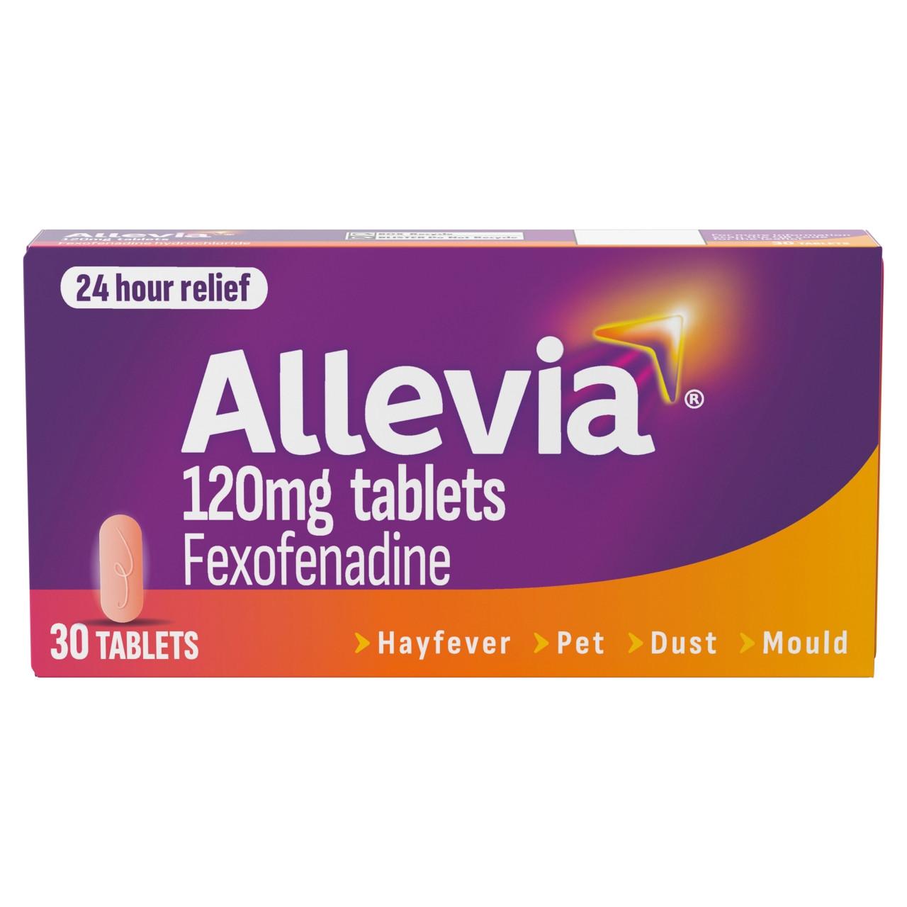 Allevia Fexofenadine 120mg Antihistamine Hayfever 30 Tablets Image 1