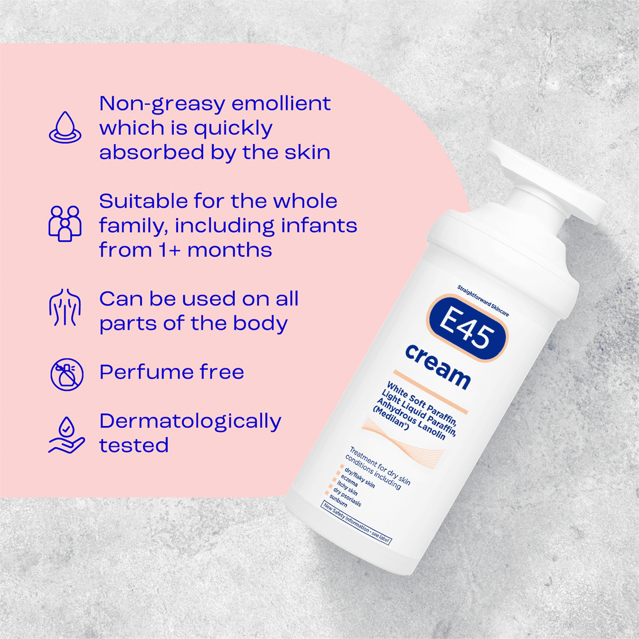 E45 Moisturiser Cream Moisturiser Pump 500g Image https://cdn11.bigcommerce.com/s-g585yu857h/images/stencil/1280w/products/3575/31311/7350087736839_T68__67209.1779198368.png1