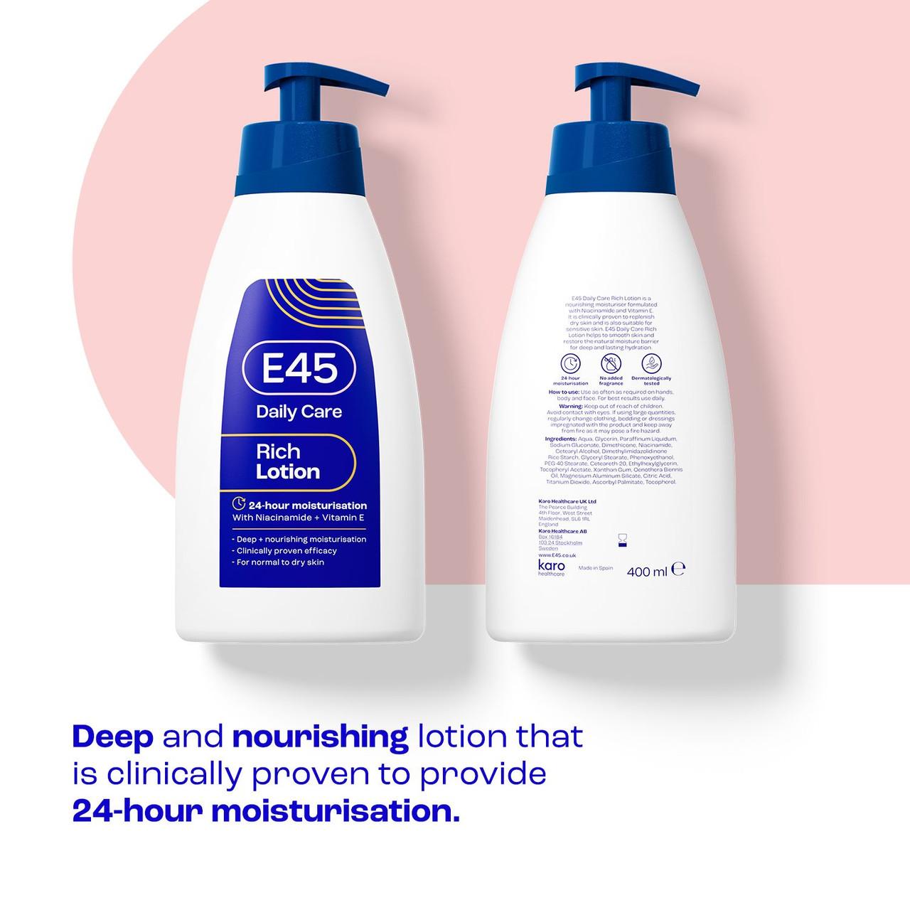 E45 Rich 24HR Lotion 400ml Image https://cdn11.bigcommerce.com/s-g585yu857h/images/stencil/1280w/products/3735/12920/0145994B__11136.1781536172.jpg1