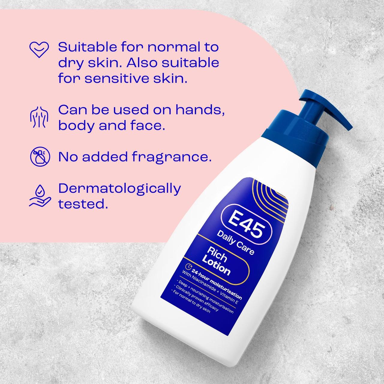 E45 Rich 24HR Lotion 400ml Image https://cdn11.bigcommerce.com/s-g585yu857h/images/stencil/1280w/products/3735/12922/0145994E__70187.1781536091.jpg1