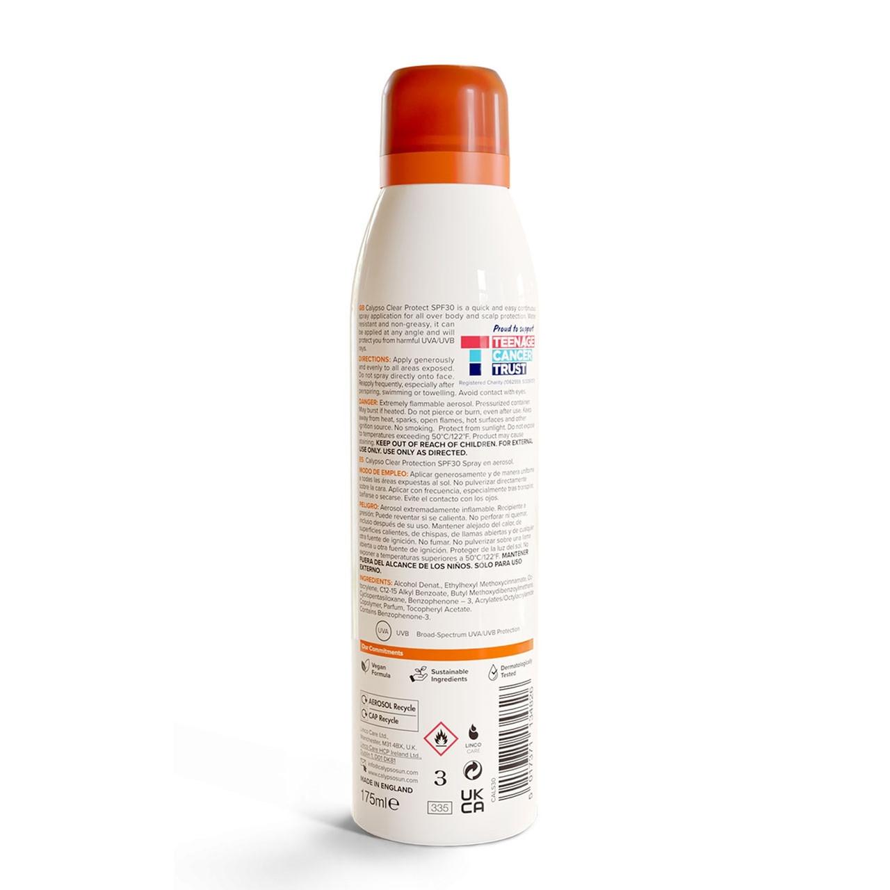 Calypso Clear Protection Continuous Spray SPF30 175ml Image https://cdn11.bigcommerce.com/s-g585yu857h/images/stencil/1280w/products/3897/7125/Calypso-Clear-Protection-Continuous-Spray-SPF30__34994__37607.1781536213.jpg1