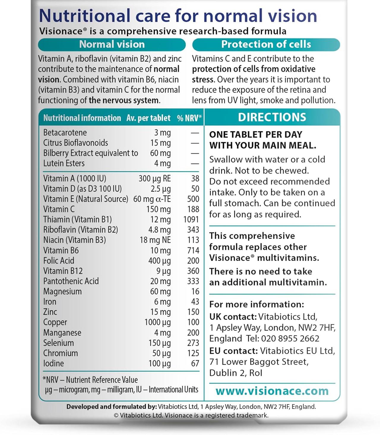 Vitabiotics Visionace Original 30 Tablets Image https://cdn11.bigcommerce.com/s-g585yu857h/images/stencil/1280w/products/3947/37675/81w87lZAEZL._AC_SL1500___65003.1787306241.jpg1
