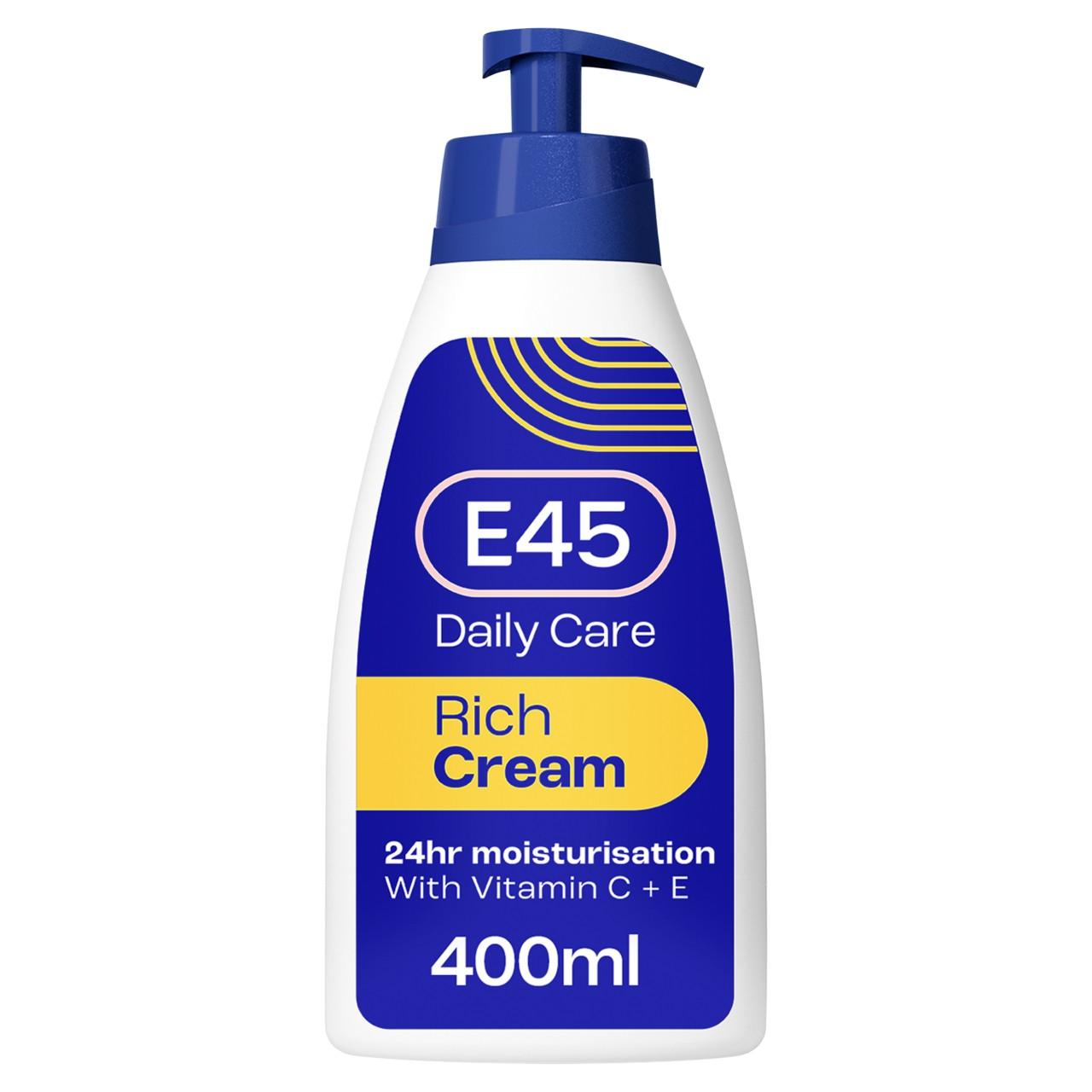 E45 Rich 24h Body Cream Moisturiser Pump 400ml Image 1