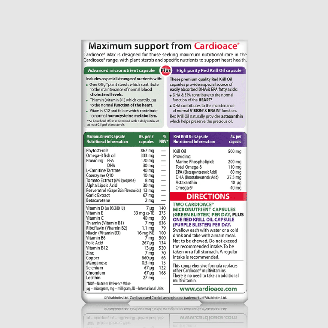 Vitabiotics Cardioace Max 84 Capsules Image https://cdn11.bigcommerce.com/s-g585yu857h/images/stencil/1280w/products/4030/13599/152869_B__12154.1781536251.png1