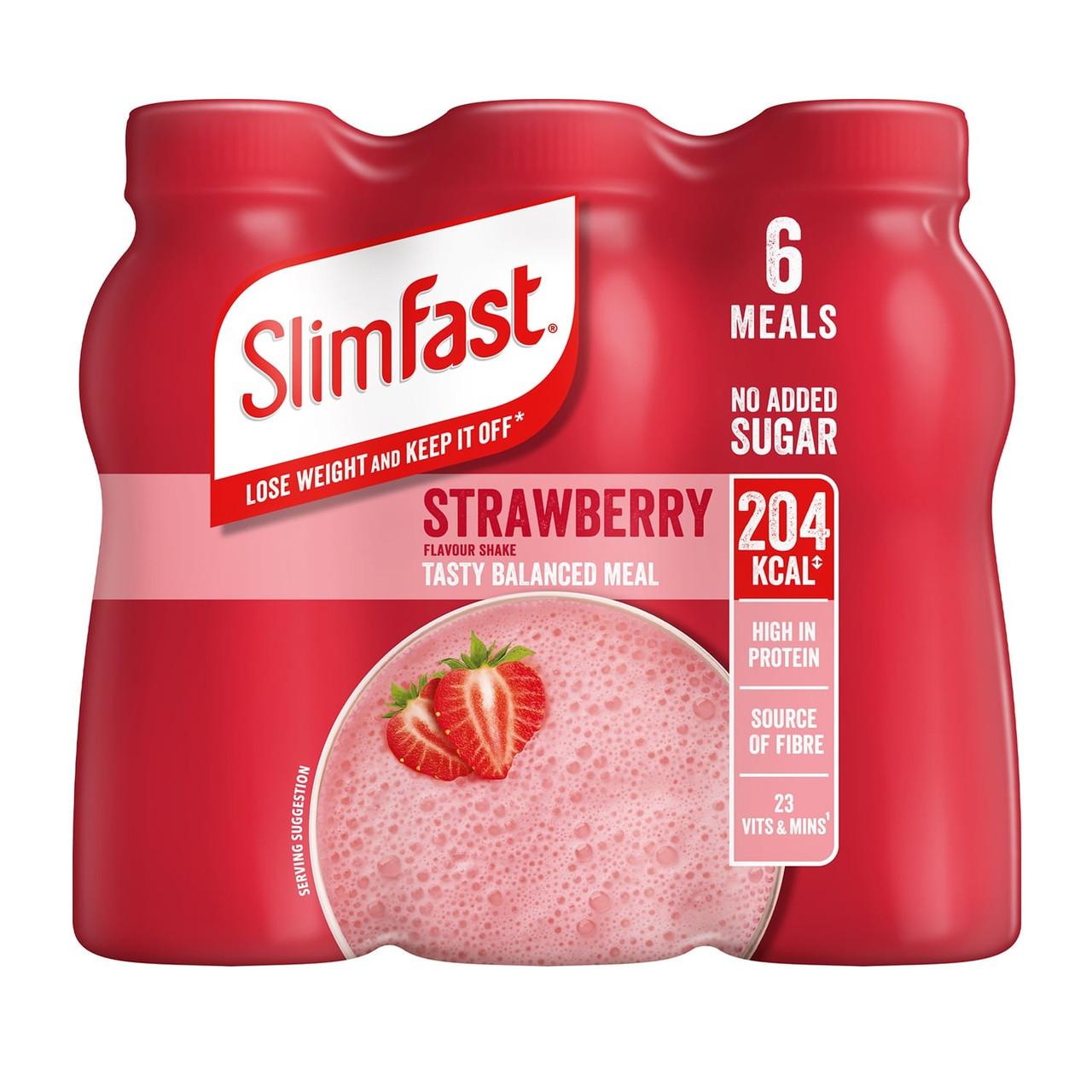 SlimFast Milkshake Multipack Bottle Strawberry 6x325ml Image 1