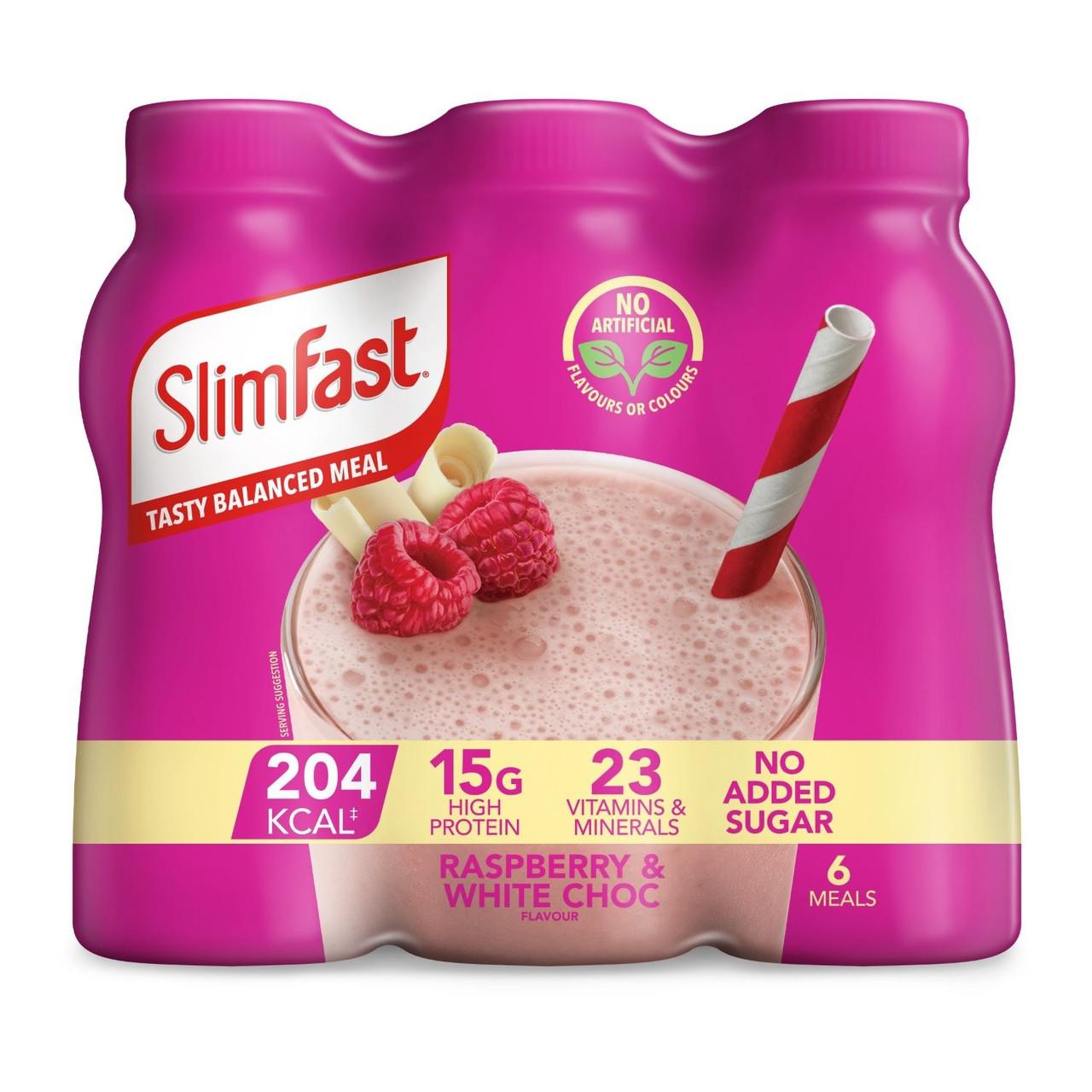 Slimfast Milkshake Multipack Bottle Raspberry & White Chocolate 6x325ml Image 1